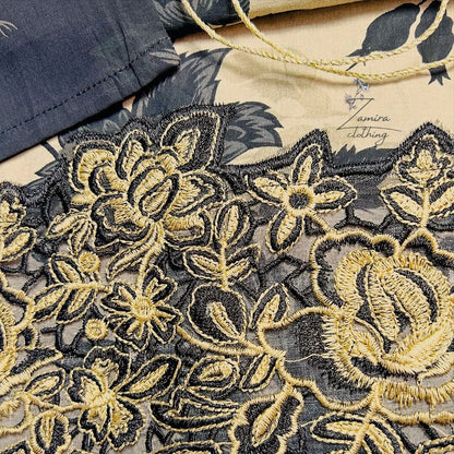 3-Piece Printed Lawn Suit with Embroidered Patches – By Zamaira Clothing