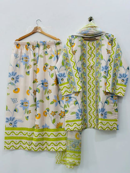 3PC PRINTED SLUB LAWN