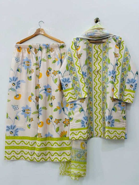 3PC PRINTED SLUB LAWN