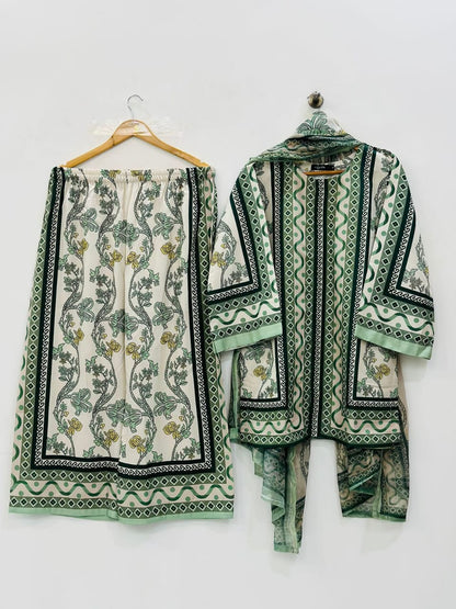 3PC PRINTED SLUB LAWN