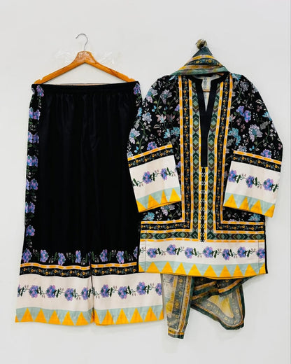 3PC PRINTED SLUB LAWN